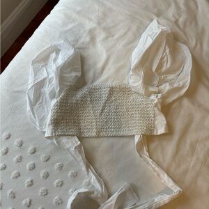 Zara cropped tie back puffy sleeve top